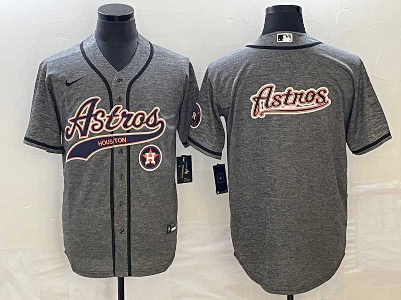 Men%27s Houston Astros Blank Grey Gridiron With Patch Cool Base Stitched Baseball Jerseys->houston astros->MLB Jersey